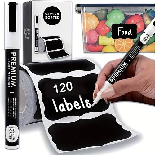 120 reusable storage labels and markers pvc material pen blackboard sticker labels erasable non labels suitable for kitchen glass bottle classification plastic bottle stickers