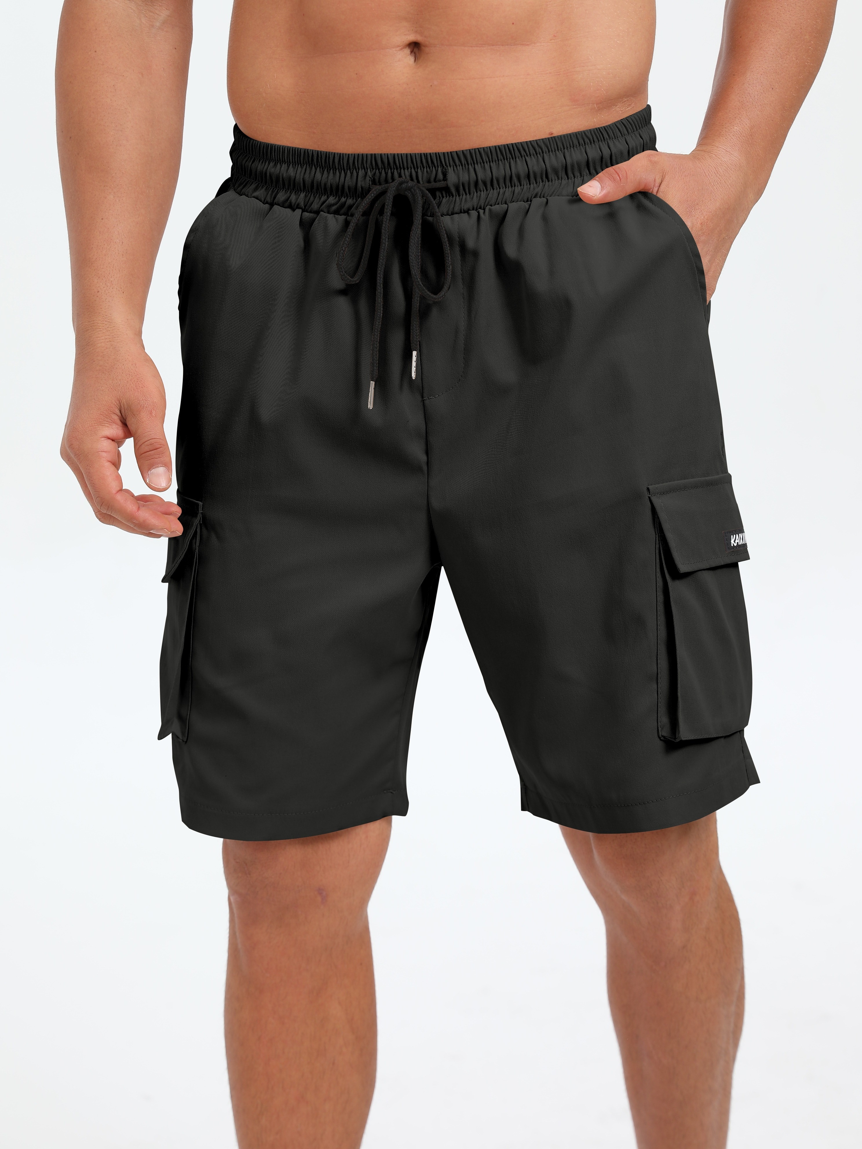 mens cargo shorts in solid color multiple flap Temu Pakistan