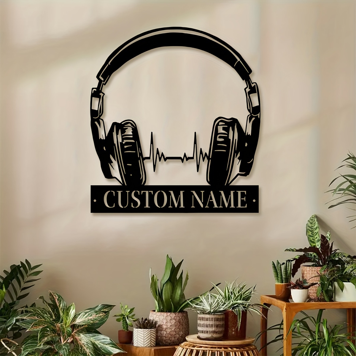 

1pc Custom Metal Headphone Sign, Personalized Headphone Sign, Farmhouse Wall Decor, Metal Wall Headphone Art, Custom Name Wall Decor Porch, Patio, Gifts