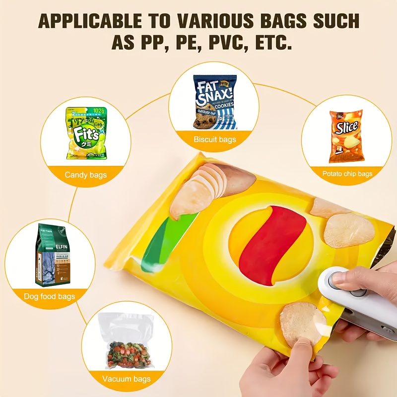 portable snack sealer magnetic hand press bag closure usb rechargeable lithium battery 155mah non food contact kitchen dining essentials details 6