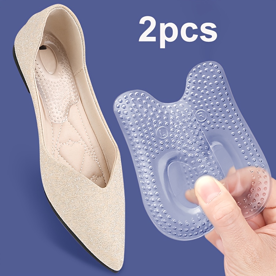 TEMU Set Of 2, Adhesive Silicone Heel Pads - Non-slip Back Foot Cushions That Provide And Support, Alleviating Foot Pressure. The Contoured Area Fits