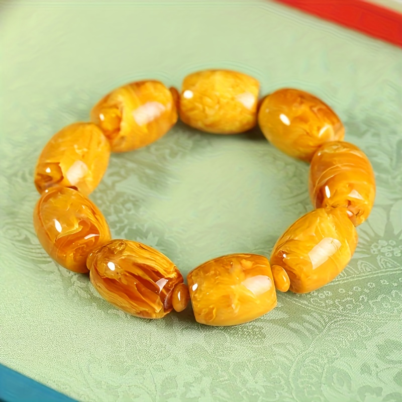 Vintage Resin Bead Bracelet for Men & Women, Intricate Design