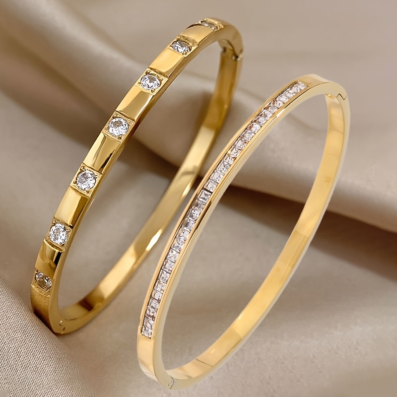 TEMU 2pcs Light Luxury And Elegant Stainless Jewelry Set Additions Suitable For Men And Women Trendy Style Dress Up The For Couples To Day