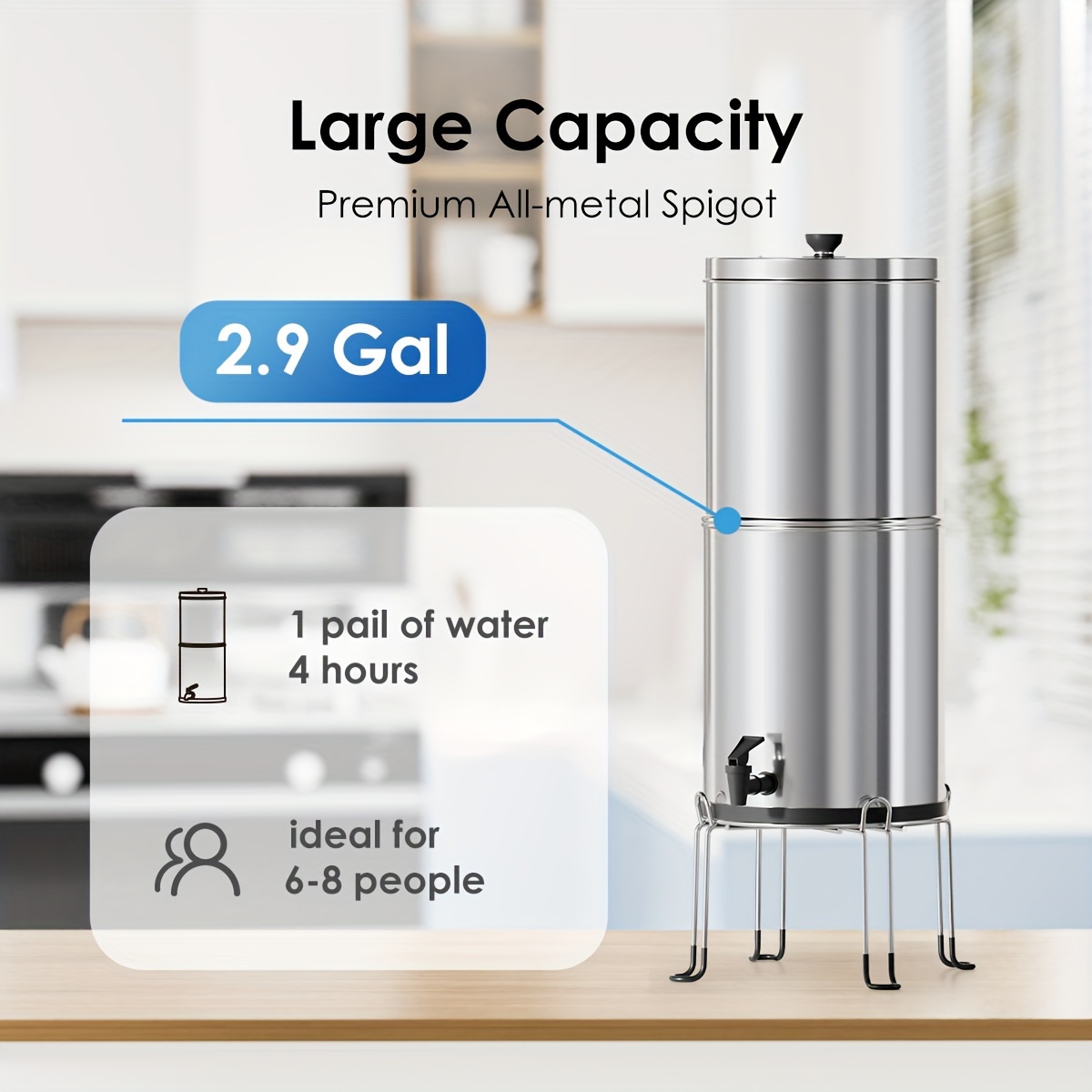 

Stainless Steel Water Purifier For Outdoor Camping, Home Kitchen, And Tabletop, Detachable, Compact, Suitable For Family Kitchens, Offices, Bedrooms, Rvs, And Campers