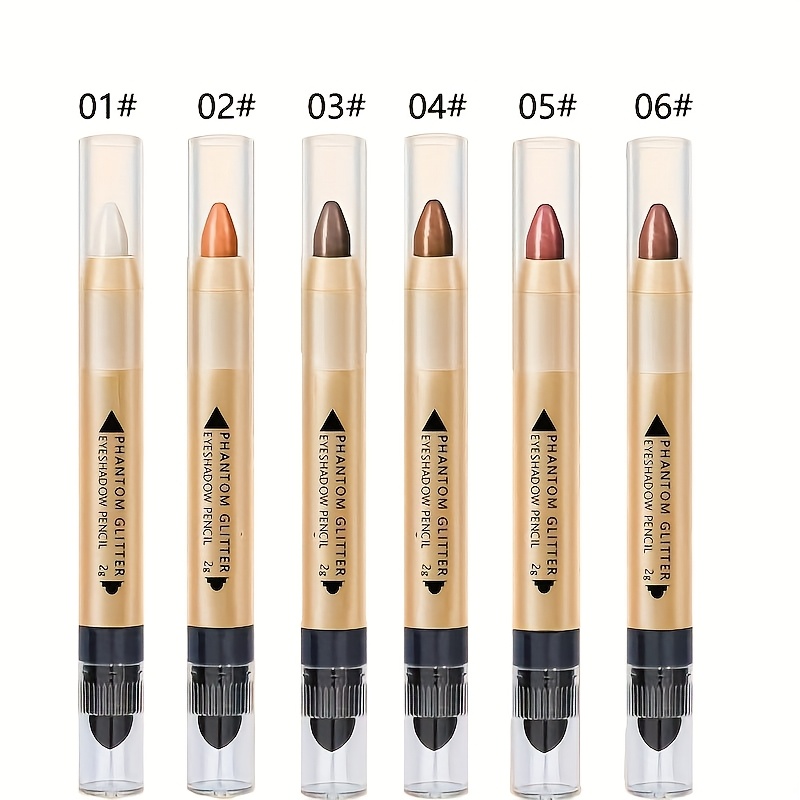 Image of Set Of 6 Shimmering Highlighter Eyeshadow Pencils With A Double-ended Design For Effortless Makeup Application