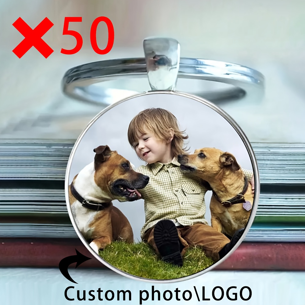 Image of 50pcs Bulk Custom Time Gemstone Glass Keychains, Customizable With Logo, Family Photos, Pet Photos, Etc. Suitable For , Parties, And Corporate Event Gifts