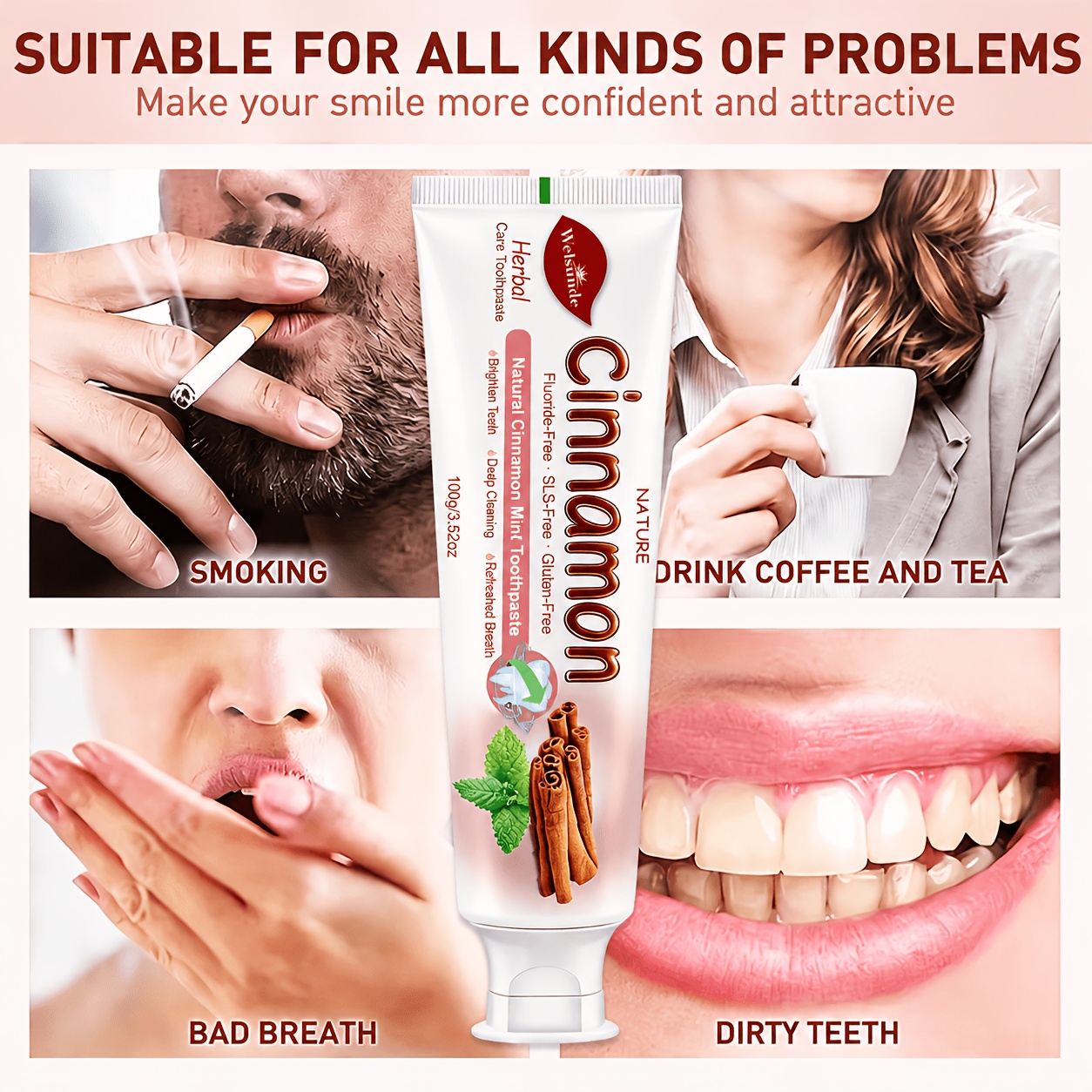 Upgraded Ultra Instant Bright Cinnamon Mint Toothpaste
