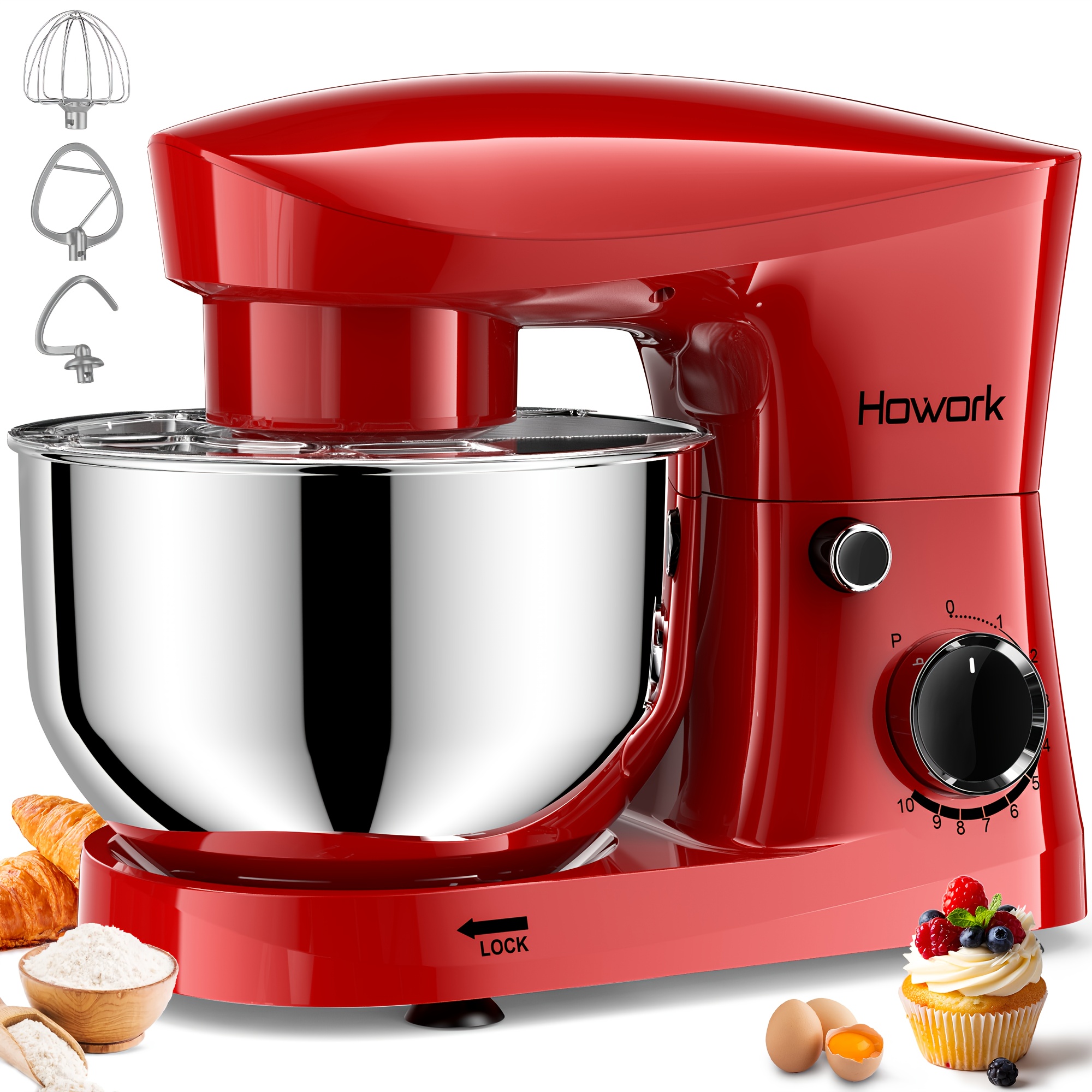 HOWORK 10-Speed 5L Electric Stand Mixer with Attachments