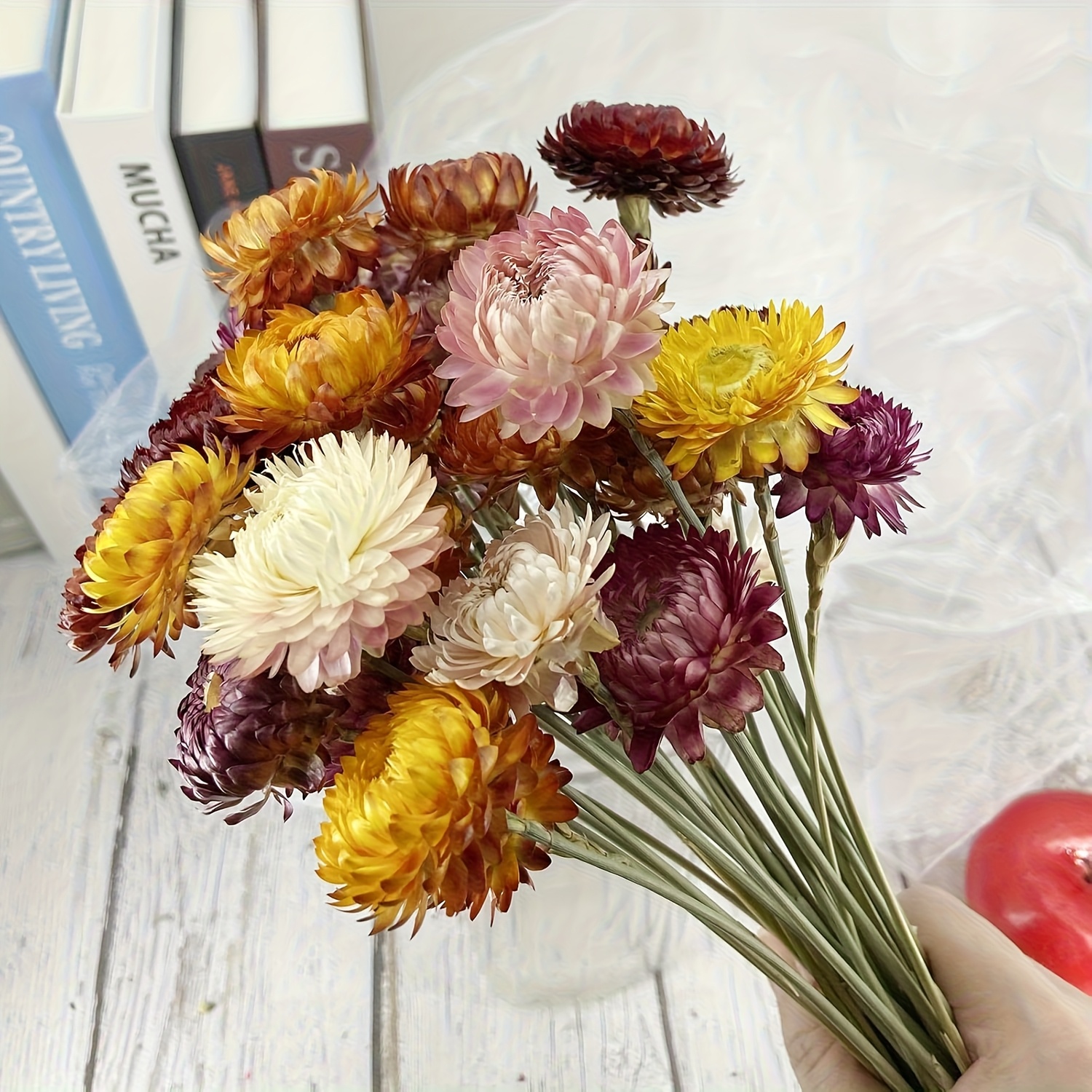 21pcs Premium Dried Pampas Grass Boho Bouquet With Wood Stems | Rustic Wedding & Festive Decor | Vase Fillers For Christmas, Valentine' Day, Halloween & Holiday Gifting (container Not Included)
