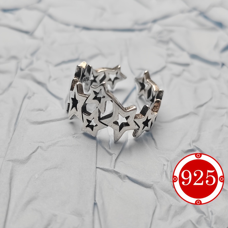 925 Silver Vintage Style Star Ring for Women