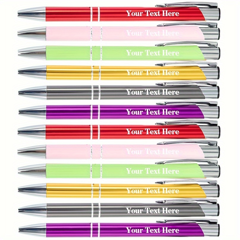 

Custom Engraved 12-piece Ballpoint Pens - Sleek Metal Body In 6 Colors, Ergonomic Design For Smooth Writing - Perfect For Business & Promotions, Ideal Back-to-school Or Father's Day Gift