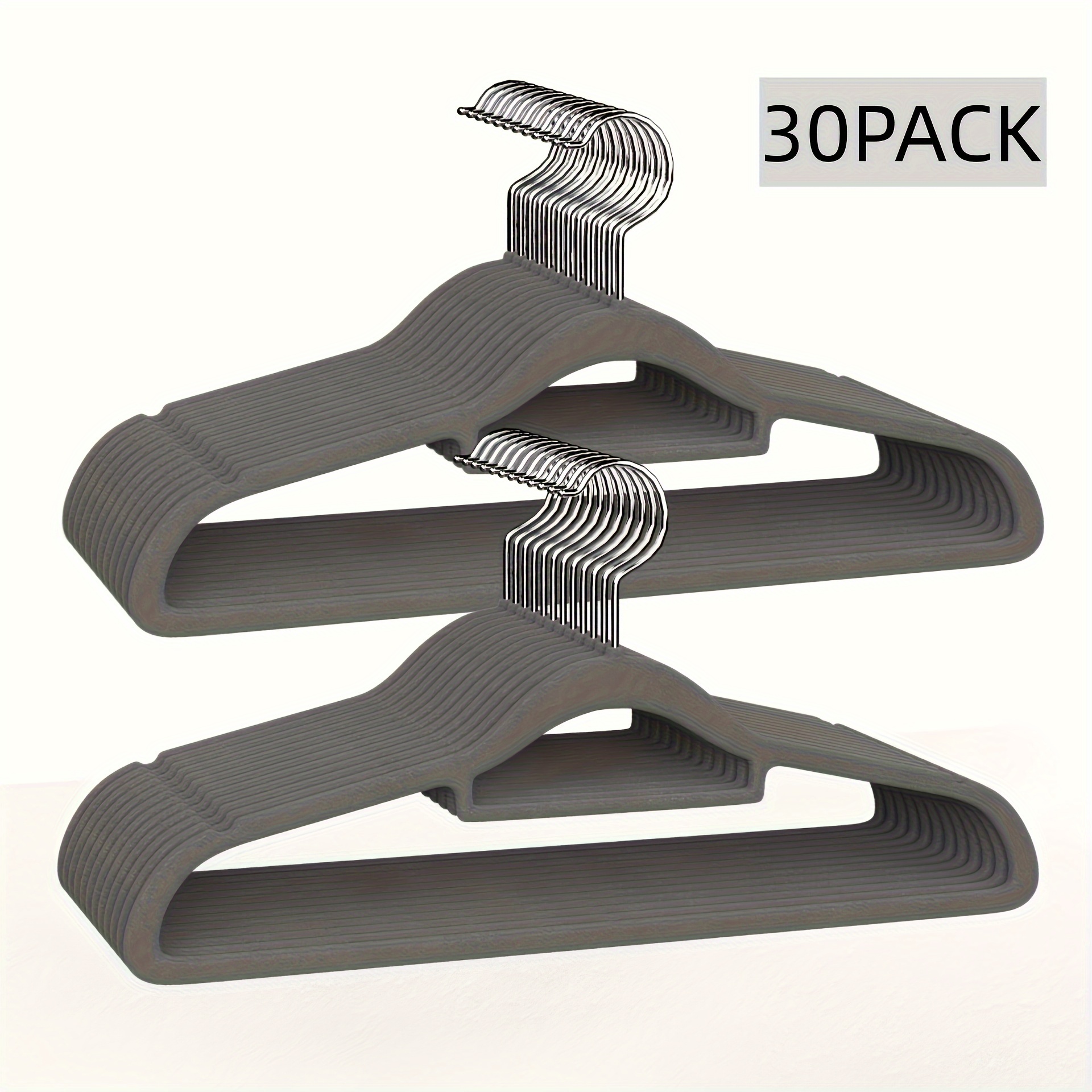 TEMU Ldq 30-pack Non-slip Velvet Hangers, Space-saving Clothes Storage Organizers, 360° Swivel Design, Anti-drop And Anti-crush, For Bedroom, Bathroom, Office, Entryway, Closet, Wardrobe, Home, Dorm