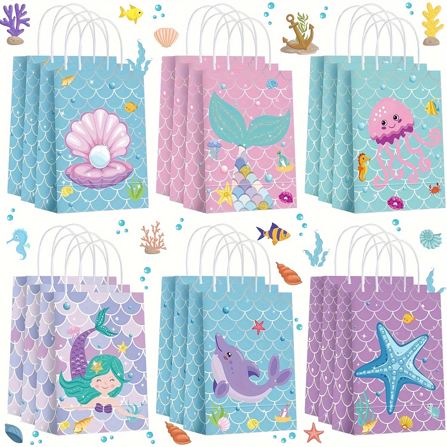 24 Sacchetti Regalo Compleanno Bambini Con Adesivi - Buste Colorate Per Caramelle E Piccoli Regali | Tema Arcobaleno