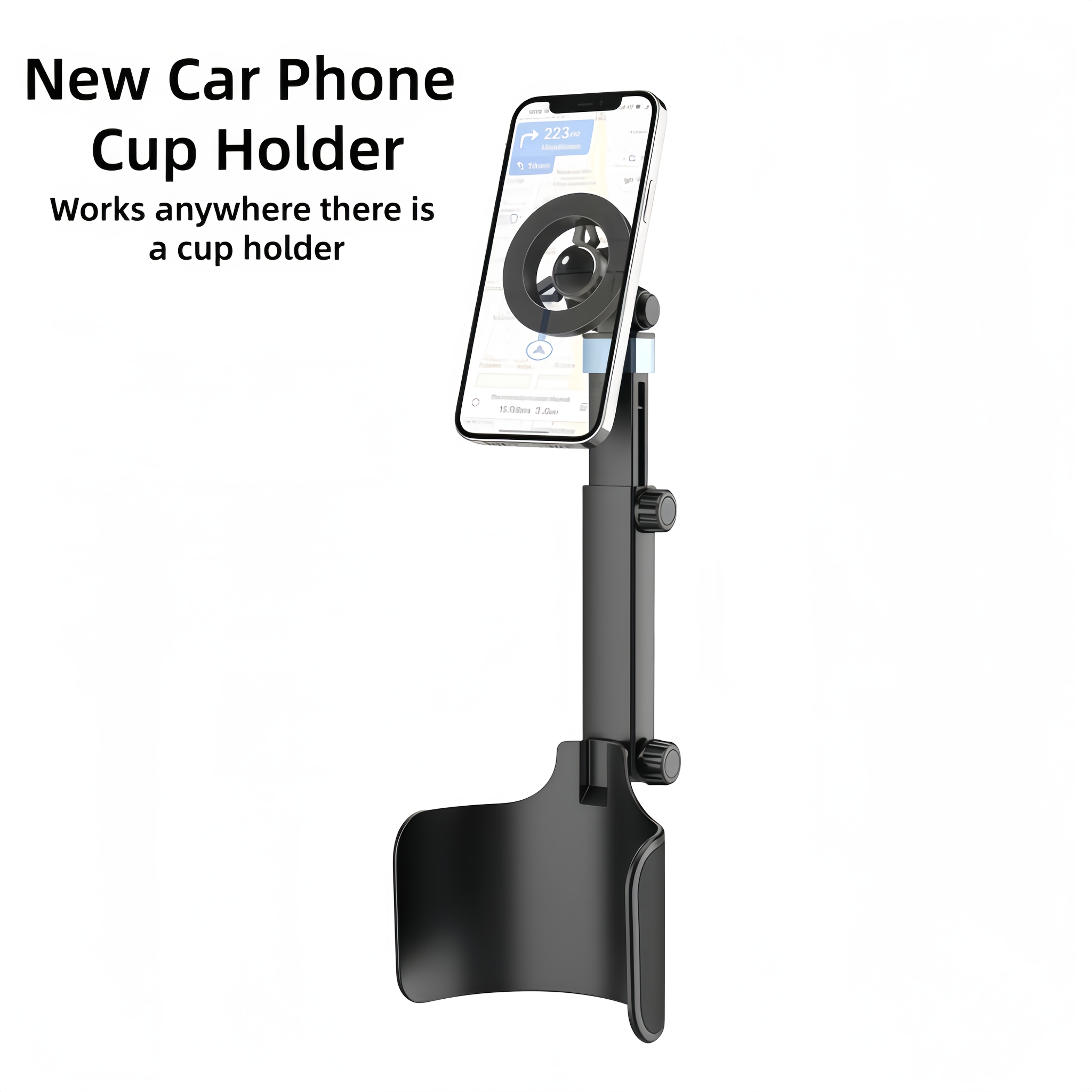 new retractable cup holder and 2 in 1 magnetic car phone mount abs material cup slot expander fits smartphones and tablets ipad   base for   holders wide angle adjustable and rotatable