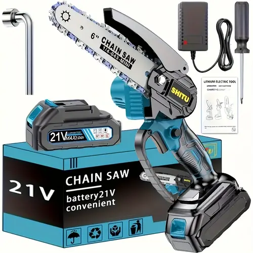 mini chainsaw cordless lightweight portable handheld electric tree cutter with splash lock rechargeable battery and safe trimming for quick cutting of tree branches courtyard household and for man pruning