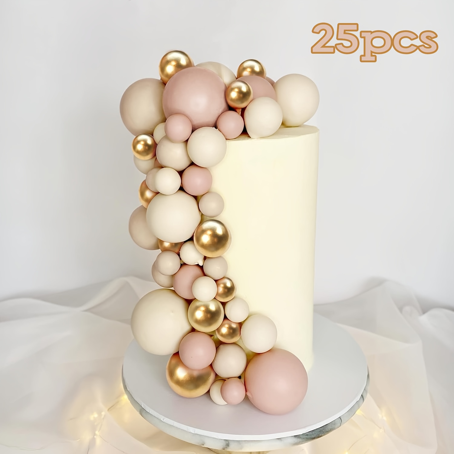 TEMU A Set Of 25 Cake Decorating Balls, Cake Topper Balls, Suitable For Birthday, Christening, Party, And Wedding Decorations, Cake Toppers, Halloween, Christmas, And Thanksgiving Party Decorations