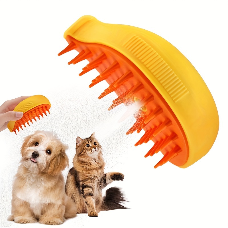 

Usb Powered 3-in-1 Steam Pet Brush For Cats And Dogs, 1pc Multi-functional Grooming Comb With Mist Spray, Hair Removal, Suitable For Living Room, Outdoor, Bathroom Use - Banana & Mango Inspired Design