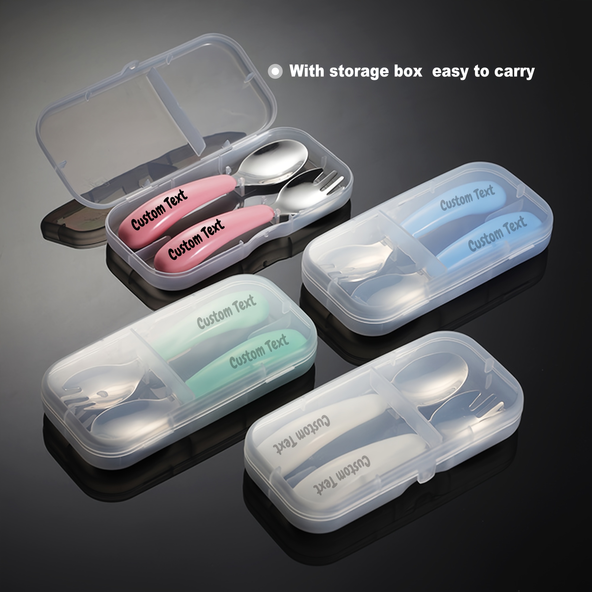 2pcs customizable stainless steel cutlery set personalized engraved name food grade silicone handles perfect birthday gift for   versatile for   picnics Product details 0