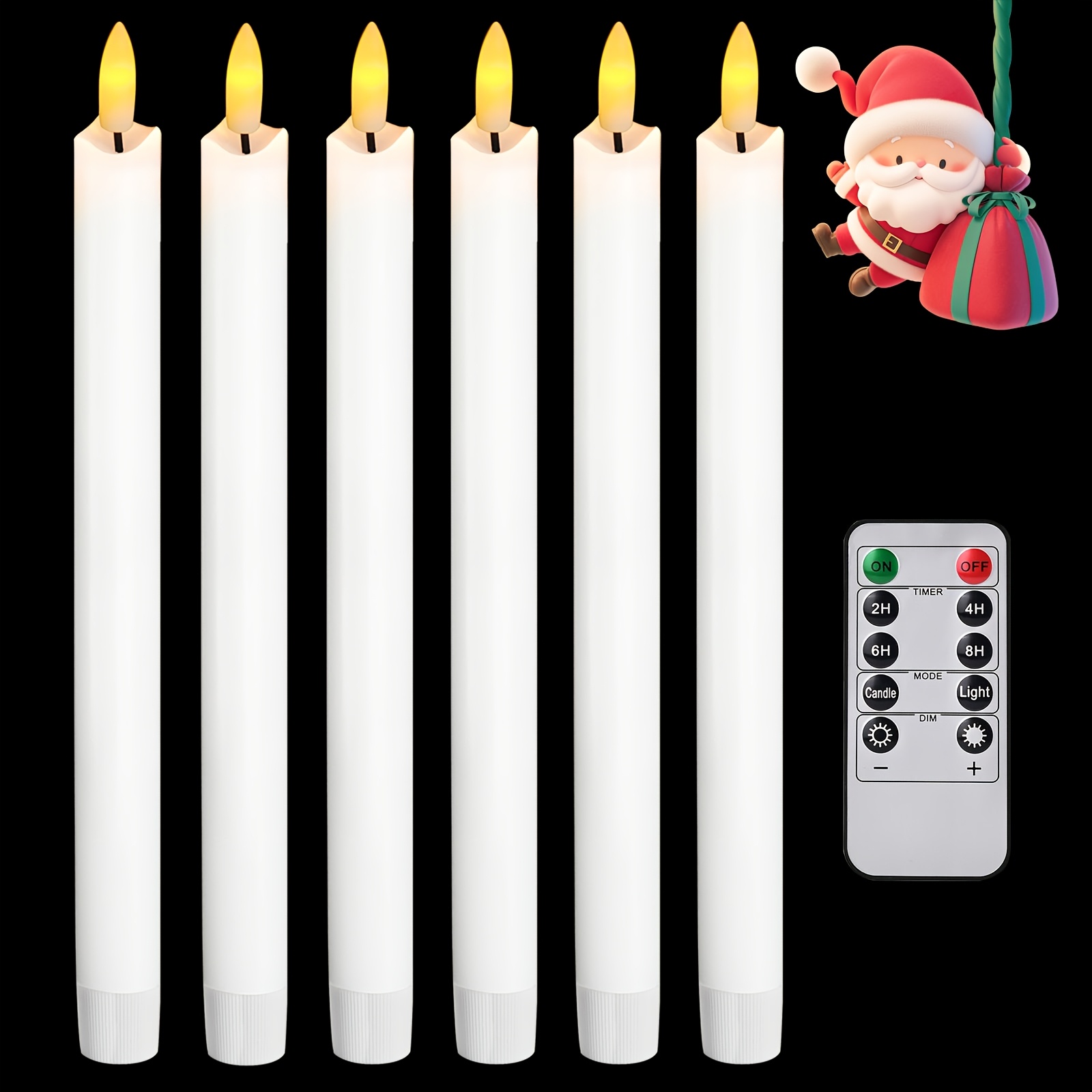 TEMU Christmas Real Wax Flameless Taper Candles With Remote Control & Timer, Battery Operated Led Flickering Realistic Candles Sticks For Christmas