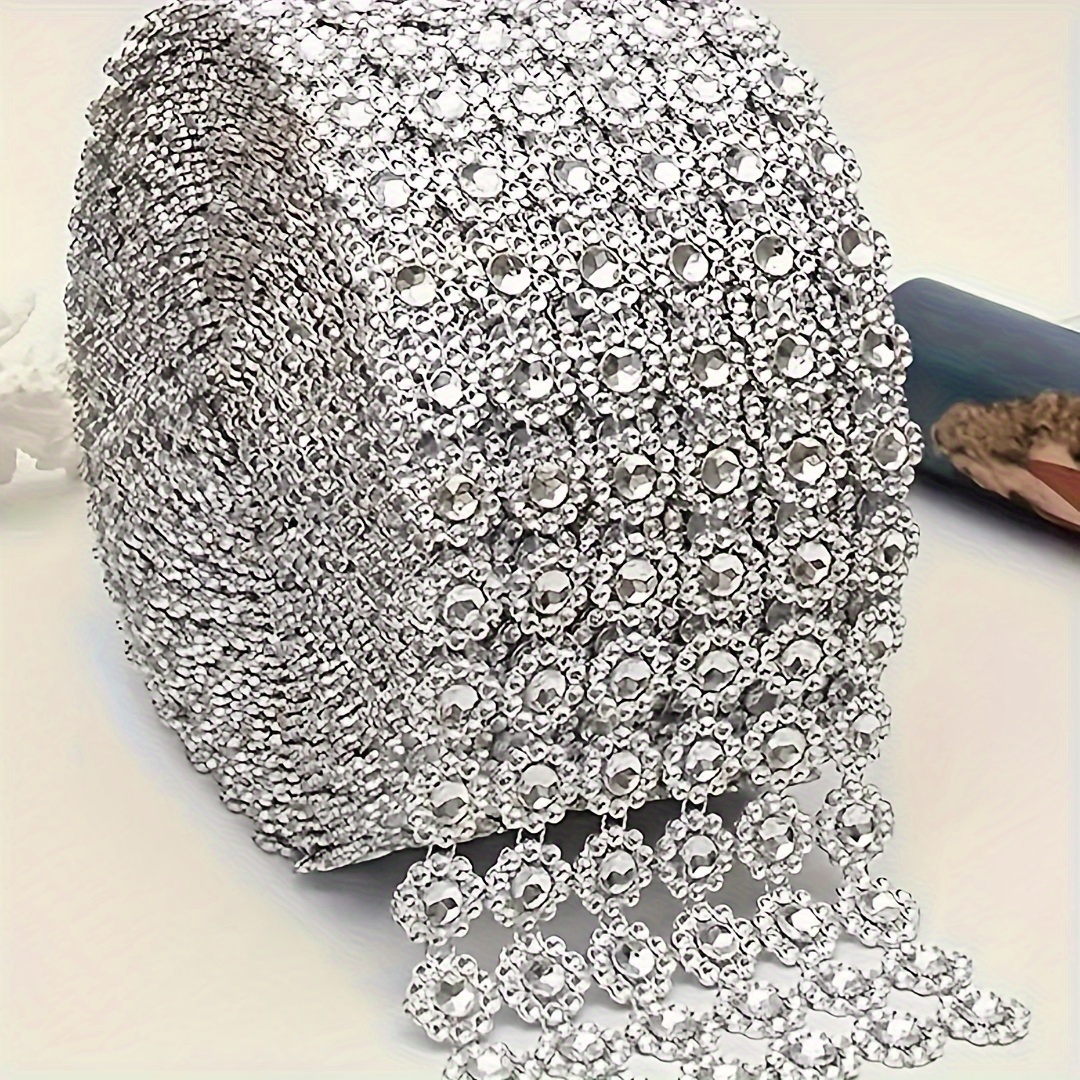 

Sparkling Metal Decorative Ribbon With Sunflower Rhinestones - Perfect For Celebrations, Home Decoration, And Diy Projects