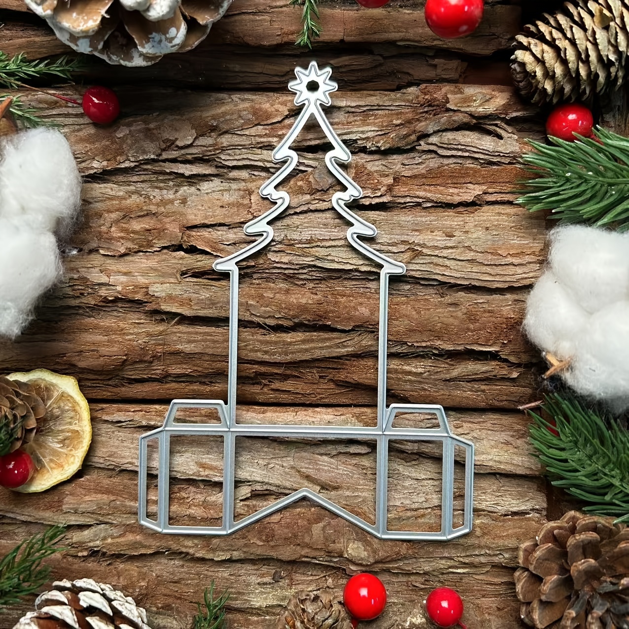 

1pc Christmas Christmas Box Storage Box Christmas Tree Pattern Metal Cutting For Diy Cutting Album Decoration Die Cutting Knife