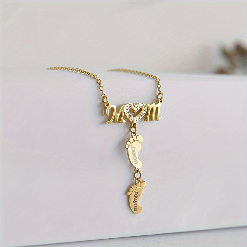 Personalized Family Name Stainless Steel Pendant Necklace, Engravable