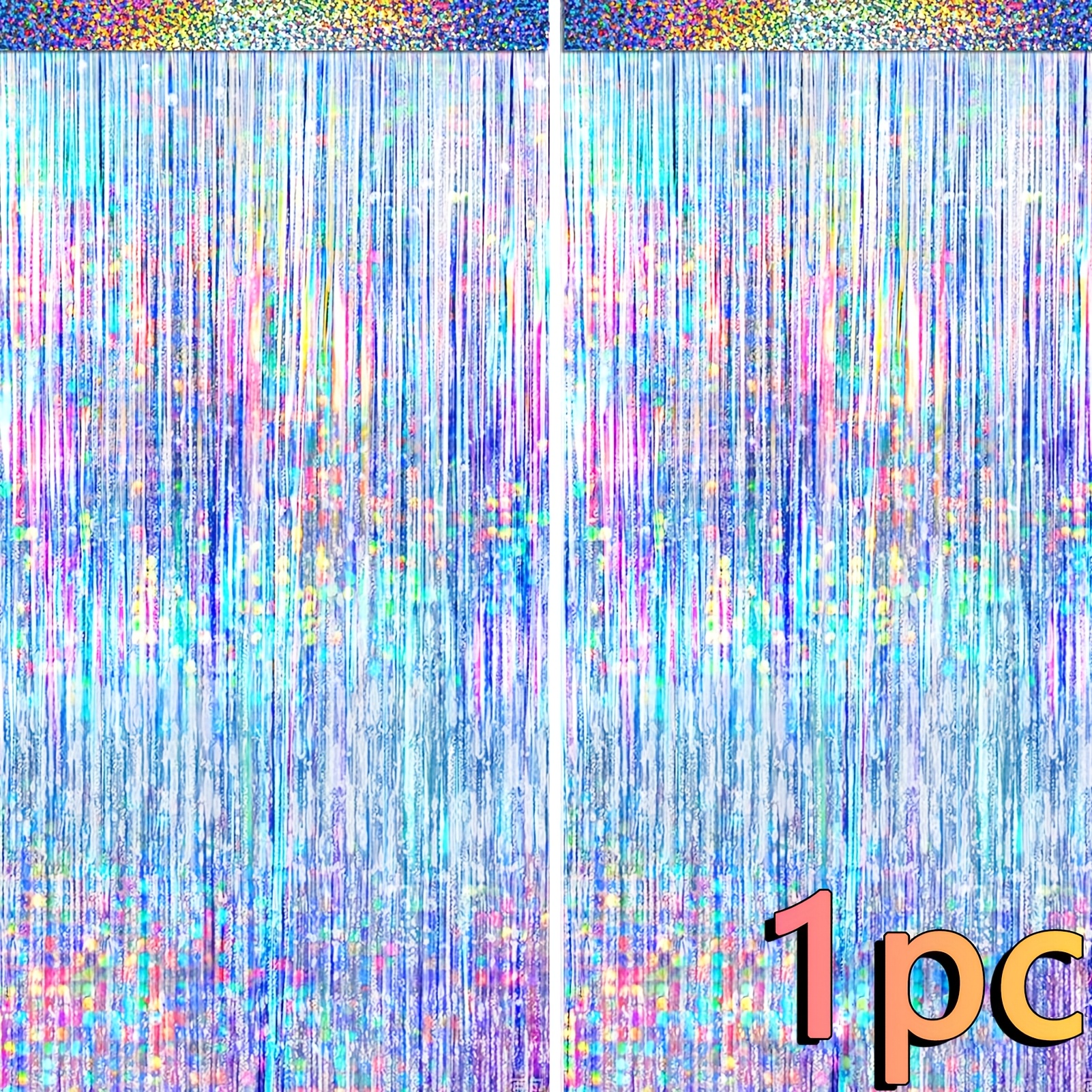 Image of 1pc Backdrop Streamers, 3.28x6.56ft Iridescent Party Decorations Supplies, For Birthday, 70s 80s 90s Theme Disco Party, Bachelorette Party, Hawaii Party, Mermaid Party, Sea Theme Party