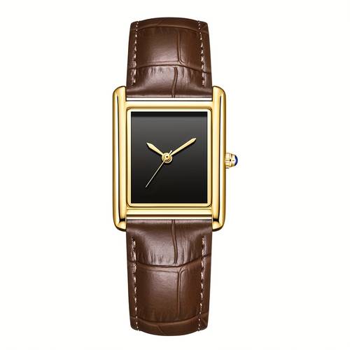 new retro light luxury square exquisite elegant mens faux leather quartz watch
