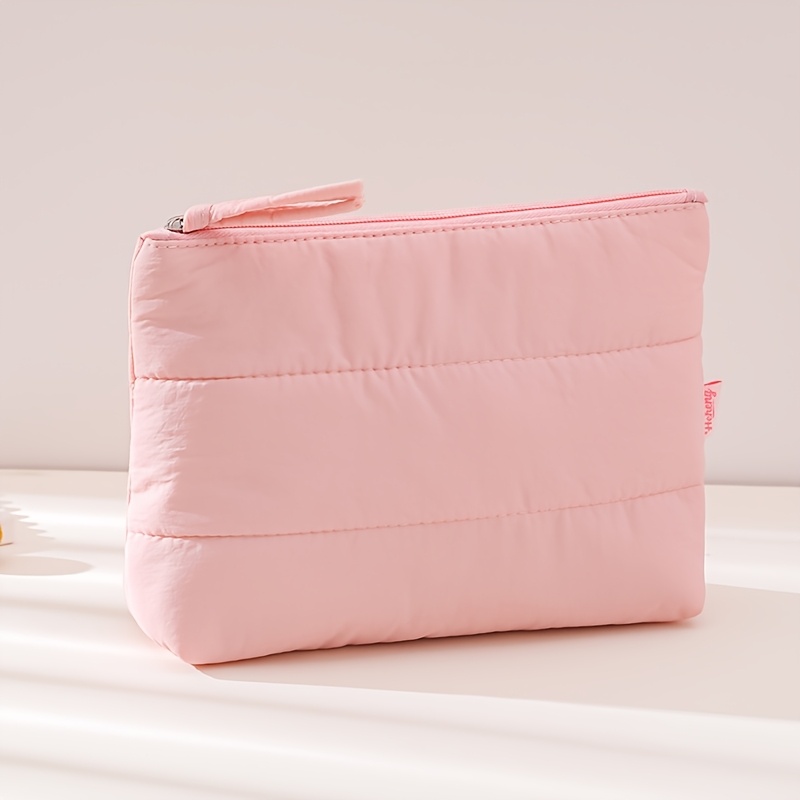 Macaron Color Cloud Makeup Pouch, Soft Quilted Storage Bag