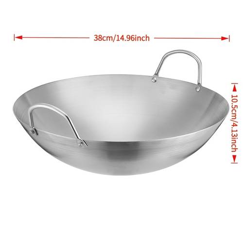 stainless steel double ear wok commercial restaurant chef pan extra large household gas stove special canteen