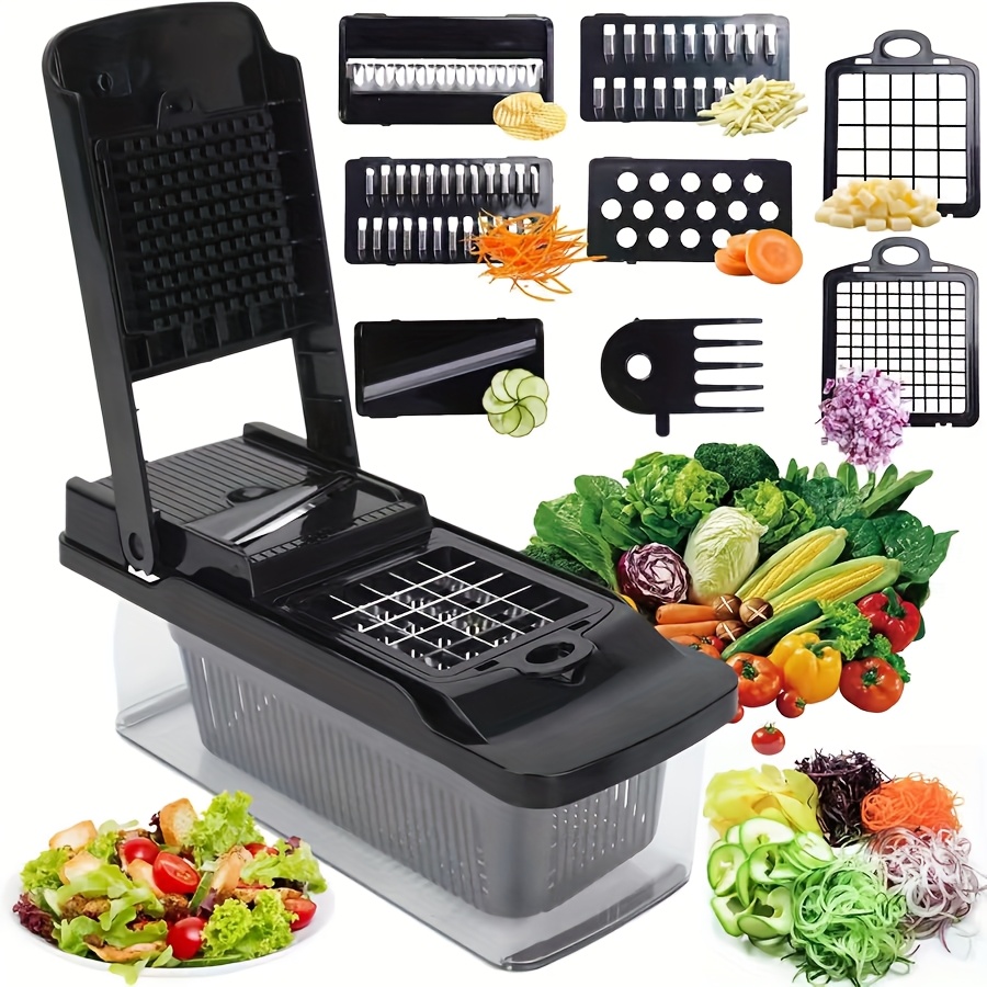 TEMU Vegetable Chopper, Professional Onion Chopper, Multifunctional Food Chopper, Kitchen Vegetable Slicer And Dicer, Vegetable Chopper With Multiple