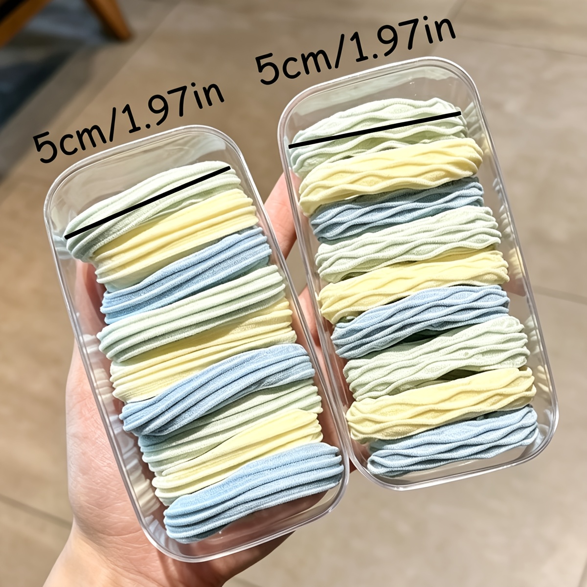 5pcs Women's Blue-Toned Diamond Pattern Hair Ties Set