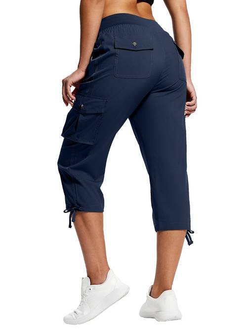 womens quick dry lightweight hiking capri pants with multiple pockets durable cargo shorts for outdoor travel casual wear machine washable solid hiking essentials functional fashion