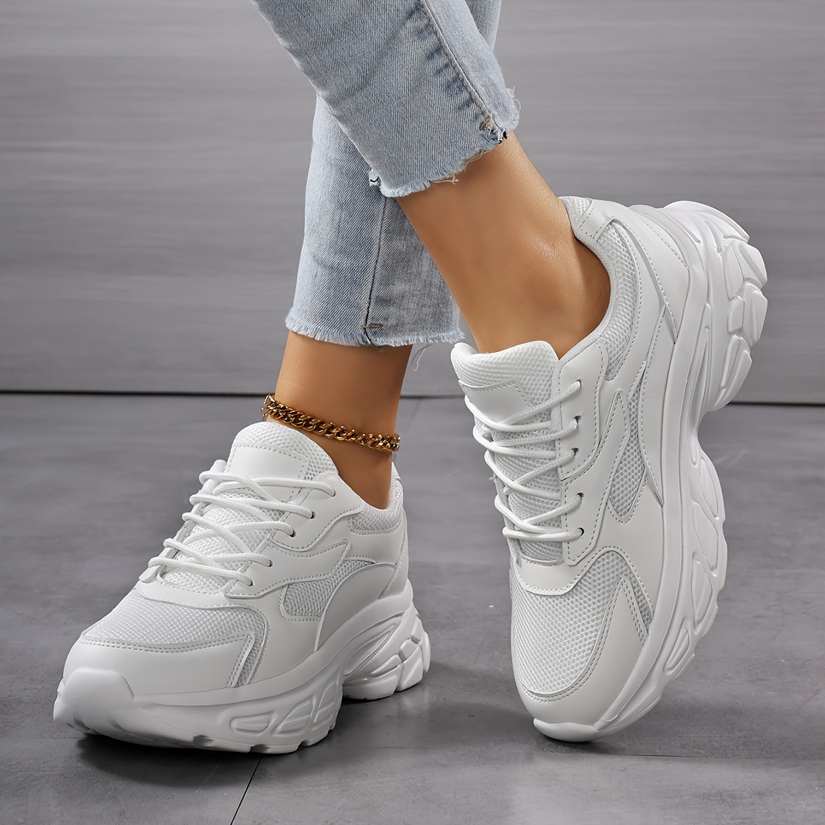Lace Up New Look Chunky White Trainers New Look Ladies White