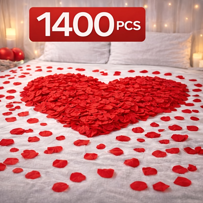 E-shop 1400 Stück rote Stoffrosenblätter, künstliche Blütenblätter für Valentinstag, Bett, Boden- und Tischdekoration, Hochzeitsfeier,