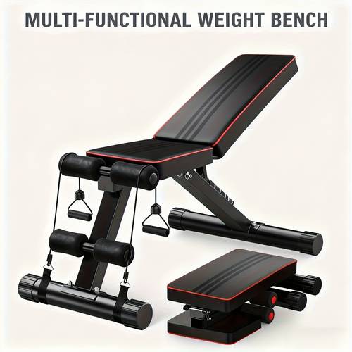 1 stuks verstelbare dumbbell kruk - opvouwbare fitness kruk voor krachttraining, buikspieroefeningen en taille workouts - duurzame zwarte fitnessapparatuur voor thuis- en buitentraining