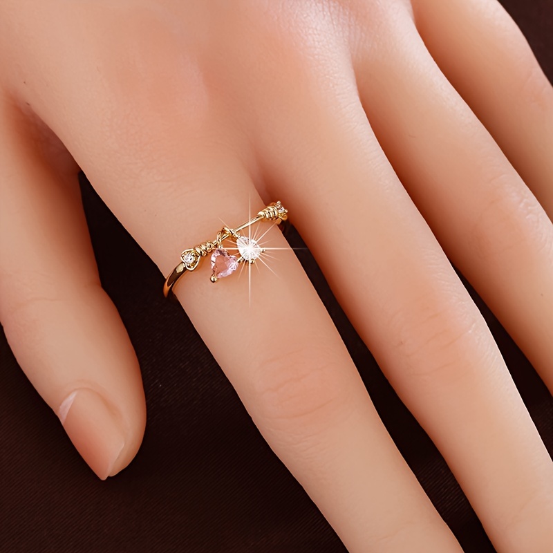 Heart Pendant Ring Zirconia Copper Plating