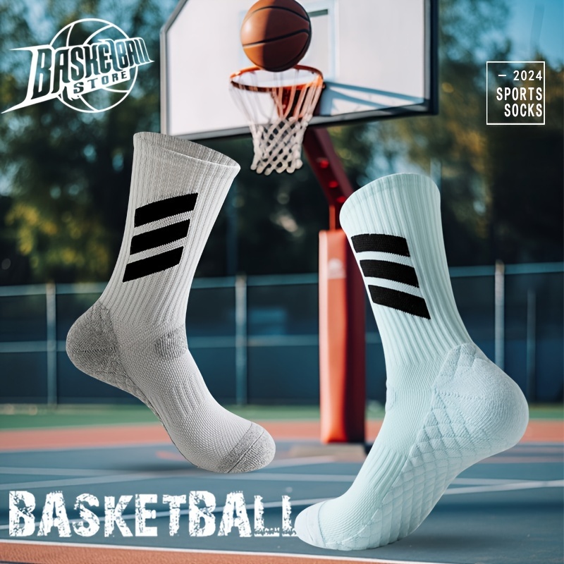 4 Pairs of Men'S Autumn And Winter Professional American-Style Elite Basketball Socks with Towel Bottoms & Sports Socks