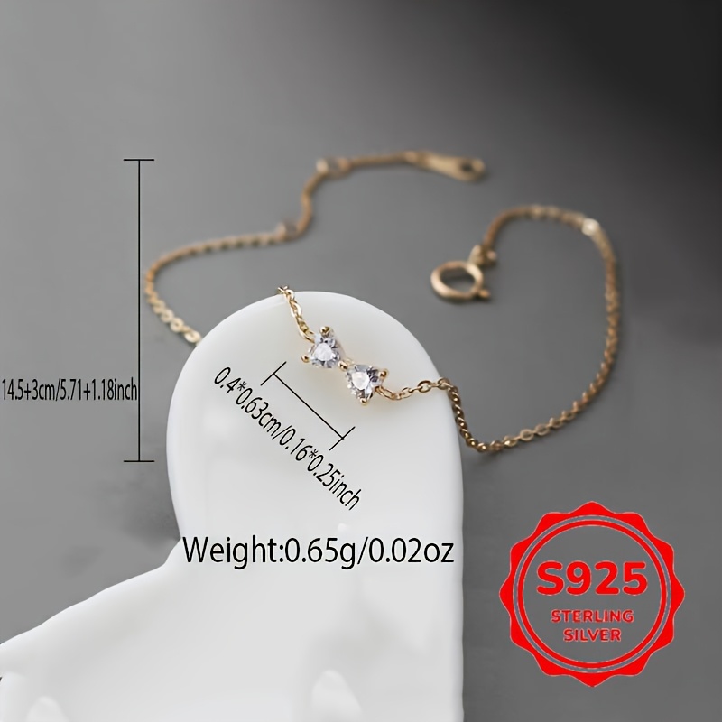 925 Sterling Silver Butterfly Knot Bracelet with Cubic Zirconia