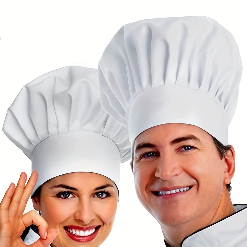 

1pc Classic Cotton Chef Hat, Professional Kitchen Cooking Cap, 8.6in Height, Adjustable Size, Breathable For Bakery, Restaurant, Canteen Use