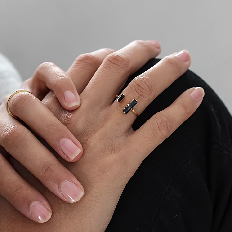 Natural Agate Open Ring Minimalist Retro Ring