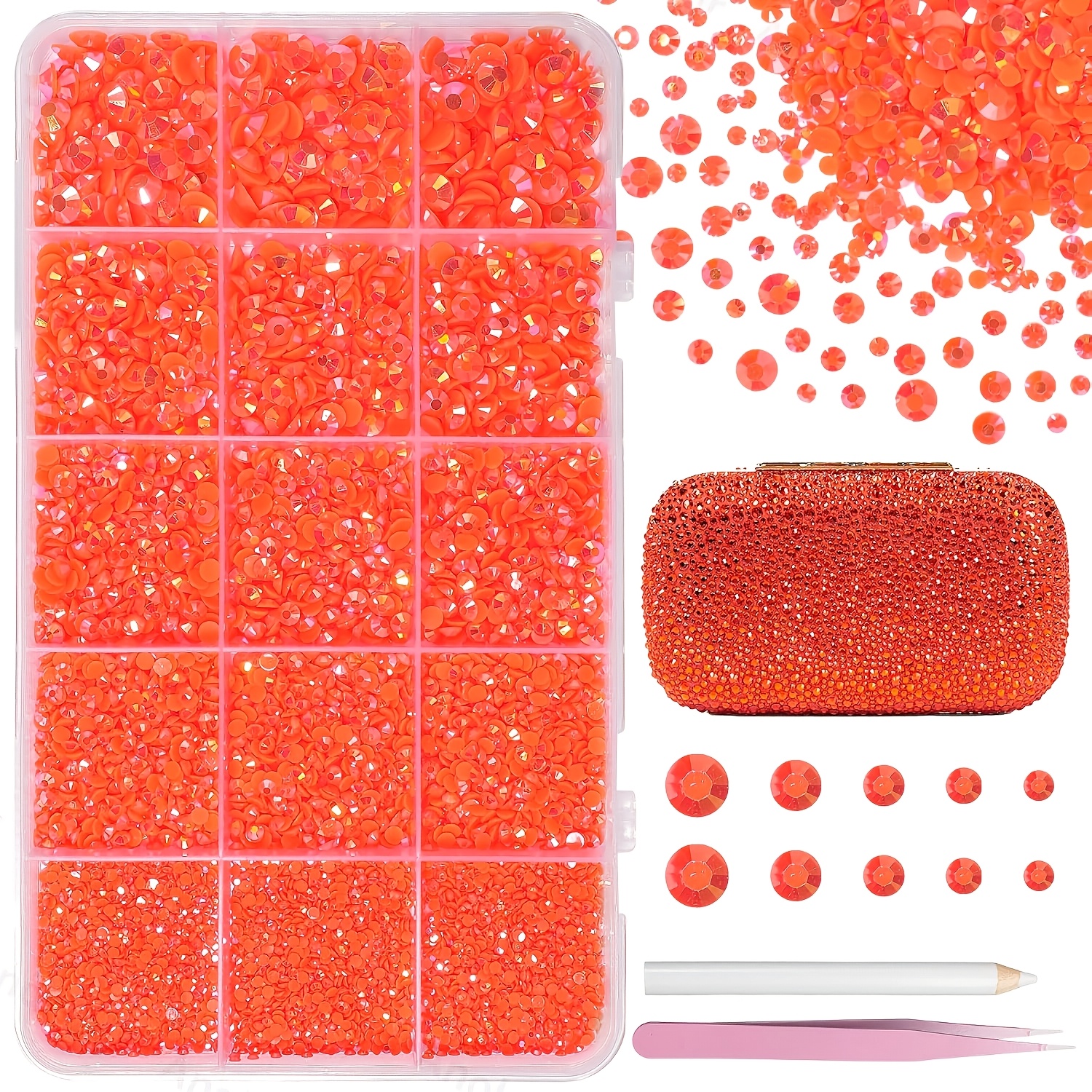 TEMU Orange Resin Rhinestones For Crafts, Flatback Resin Rhinestones For Bedazzling Gems 2/3/4/5/6mm Flatback Gems Jewels For Mugs Tumblers Bottles