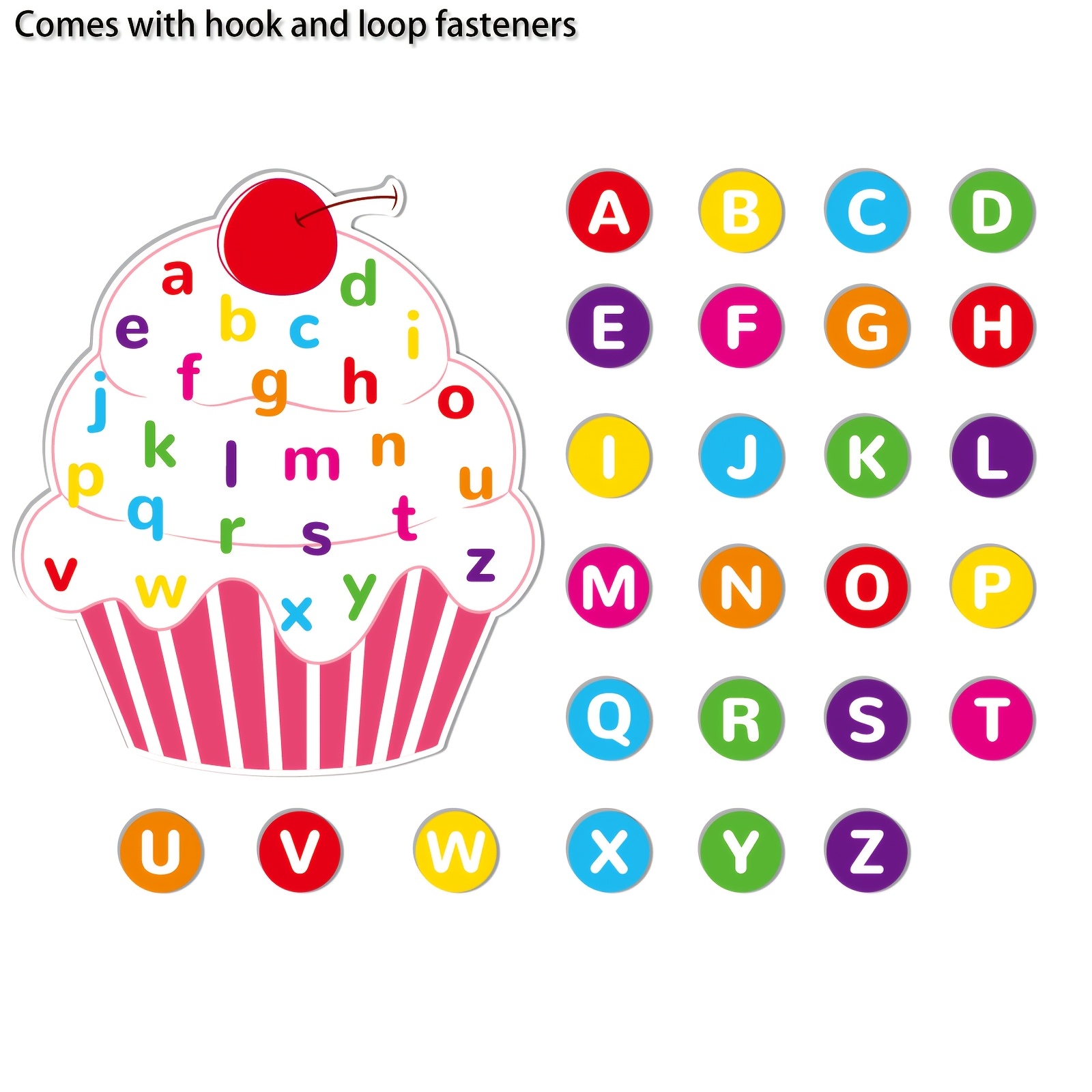 TEMU Hoojojo Alphabet Cupcake Matching Felt Set, Interactive Letter Recognition Activity, Learning , Classroom Teaching Aid, Educational Alphabet