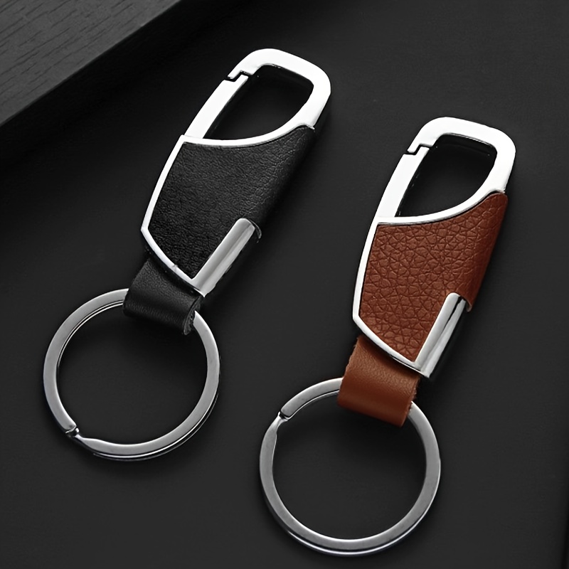 Men'S Car Keychain Creative Simple And Fashionable Door Lock Keyring Waist Hanging Metal Keychain Faux Leather Keychain Car Key Gift