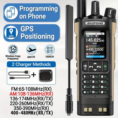 uv 32 10w gps ham radio with app programming weather alert 2500mah usb c rechargeable battery 400 520mhz long range handheld two way radio for hunting fishing high quality design audio