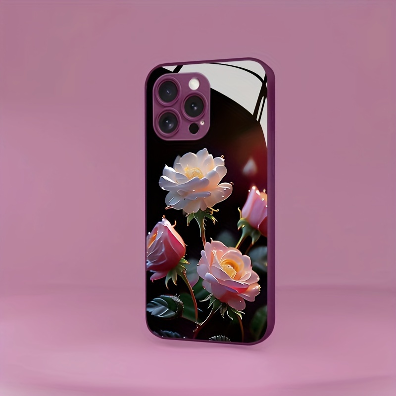 

Floral Design Anti-fall Protective Phone Case Compatible With 15/14/13/12/11/xsm/xr/xs/x/7 - Shockproof Full Coverage Hard Back Cover With Reinforced Corners