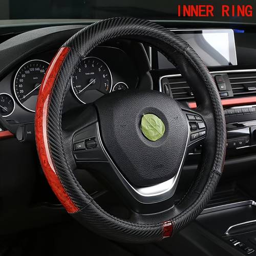 Car Steering Wheel Cover With Peach Wood Grain, High-end Men's And Women's All-season Universal, Anti Slip, Sweat Absorbing, Breathable, And Good Hand Feel. Car Handle Cover