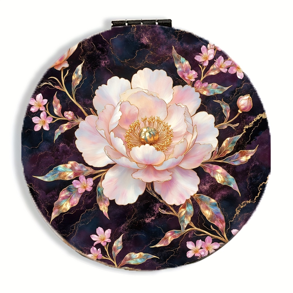 1pc Luxury Retro Style Penh Hand-held Folding Makeup Mirror, Exquisite , Elegant And Portable, Suitable For