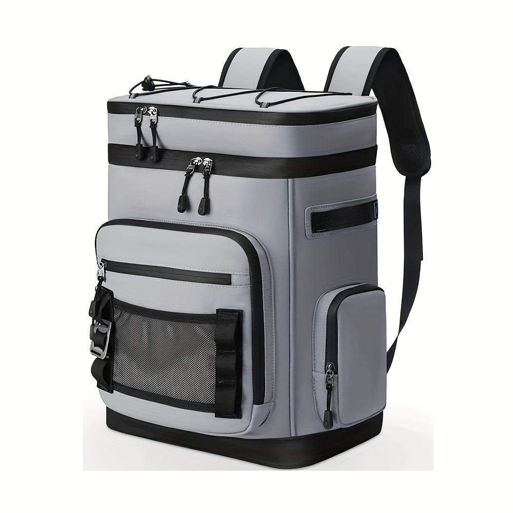 1pc 30l large capacity multi compartment insulated backpack not for direct food contact portable camping hiking beach cooler bag unisex   outdoor travel backpack with side pocket storage