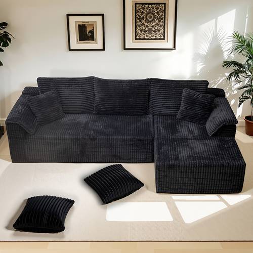 Modern L-Shaped Sectional Sofa Bed with Foam Cushions & Chenille Upholstery - Space-Saving Modular Sleeper Sofa Suitable for Small Apartments, No Installation Required, Assembly, Room Furniture for Studio Homes